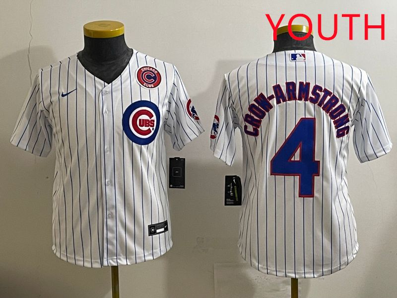 Youth 2025 Chicago Cubs #4 Crow-Armstrong White Stripe Game Nike MLB Jersey style 6